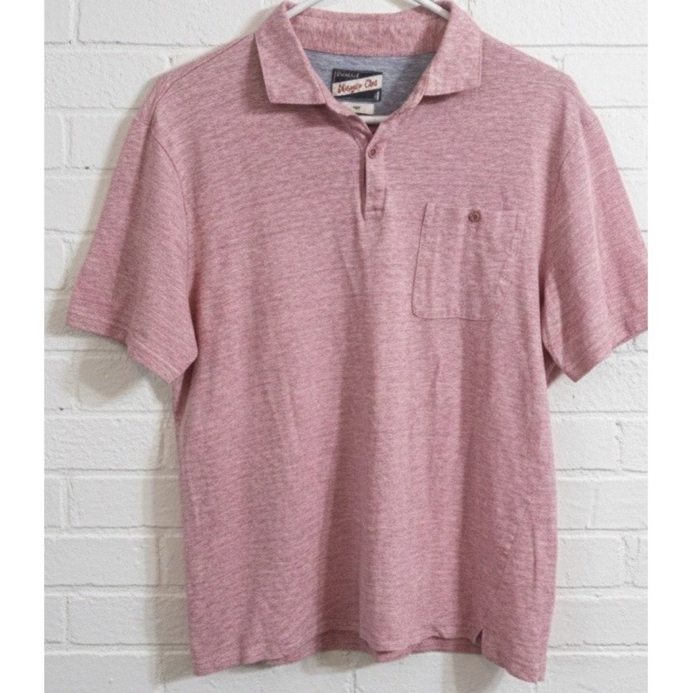 🔥Johnnie-O 🤑Hangin' Out Men's Medium Pink Heathered Short Sleeve Polo Shirt M